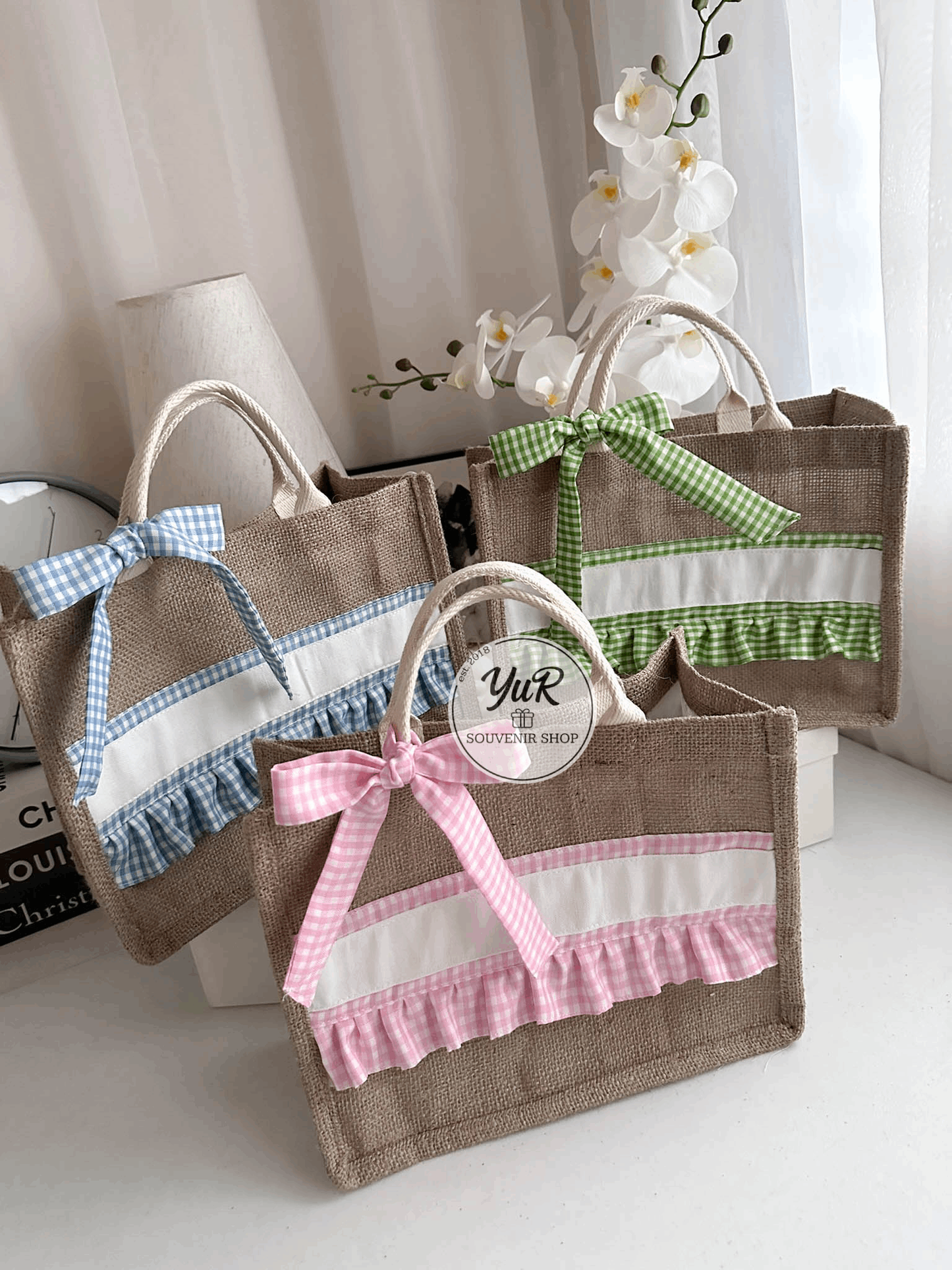Burlap Bag w/ ruffles