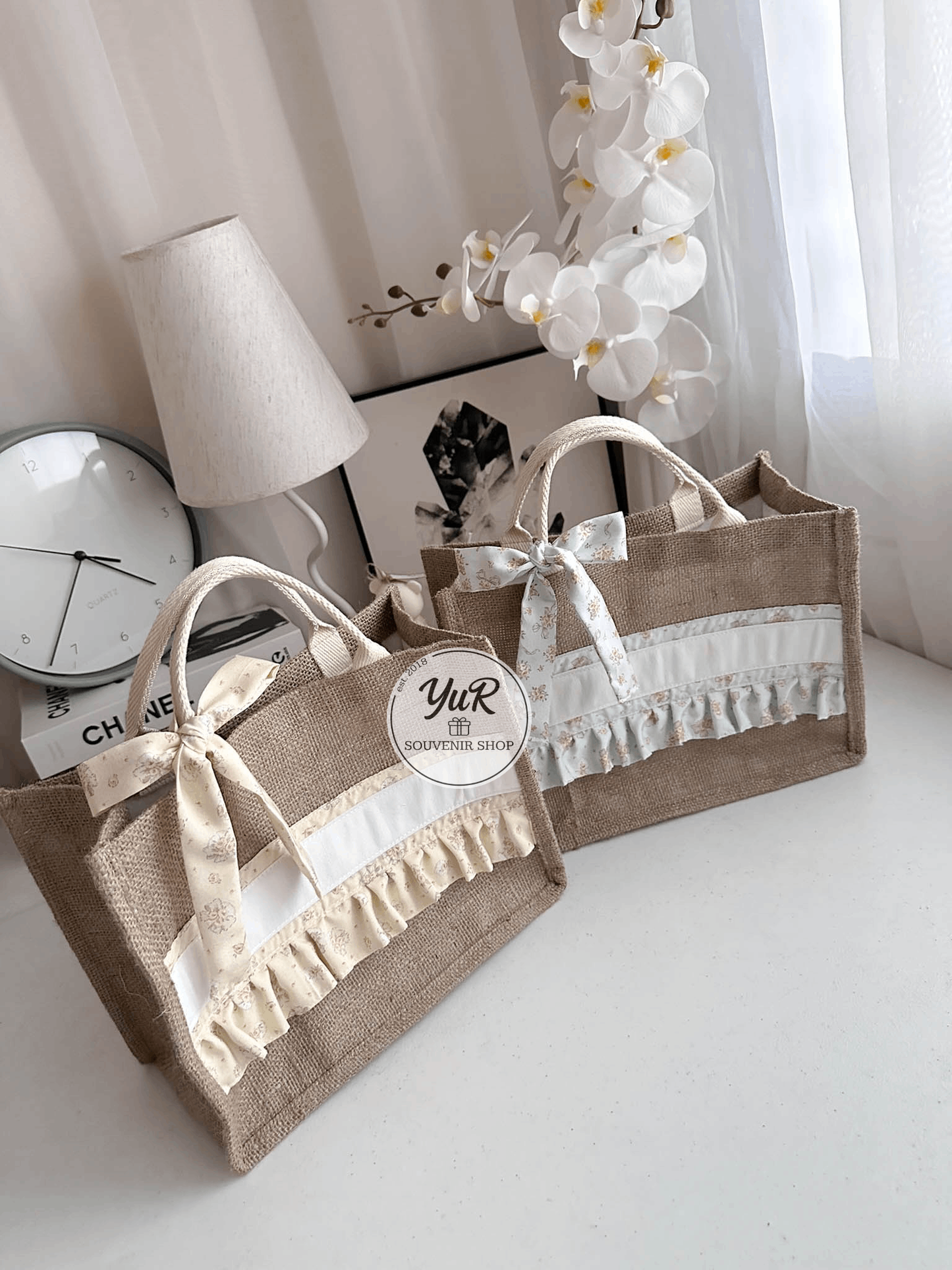 Burlap Bag w/ ruffles