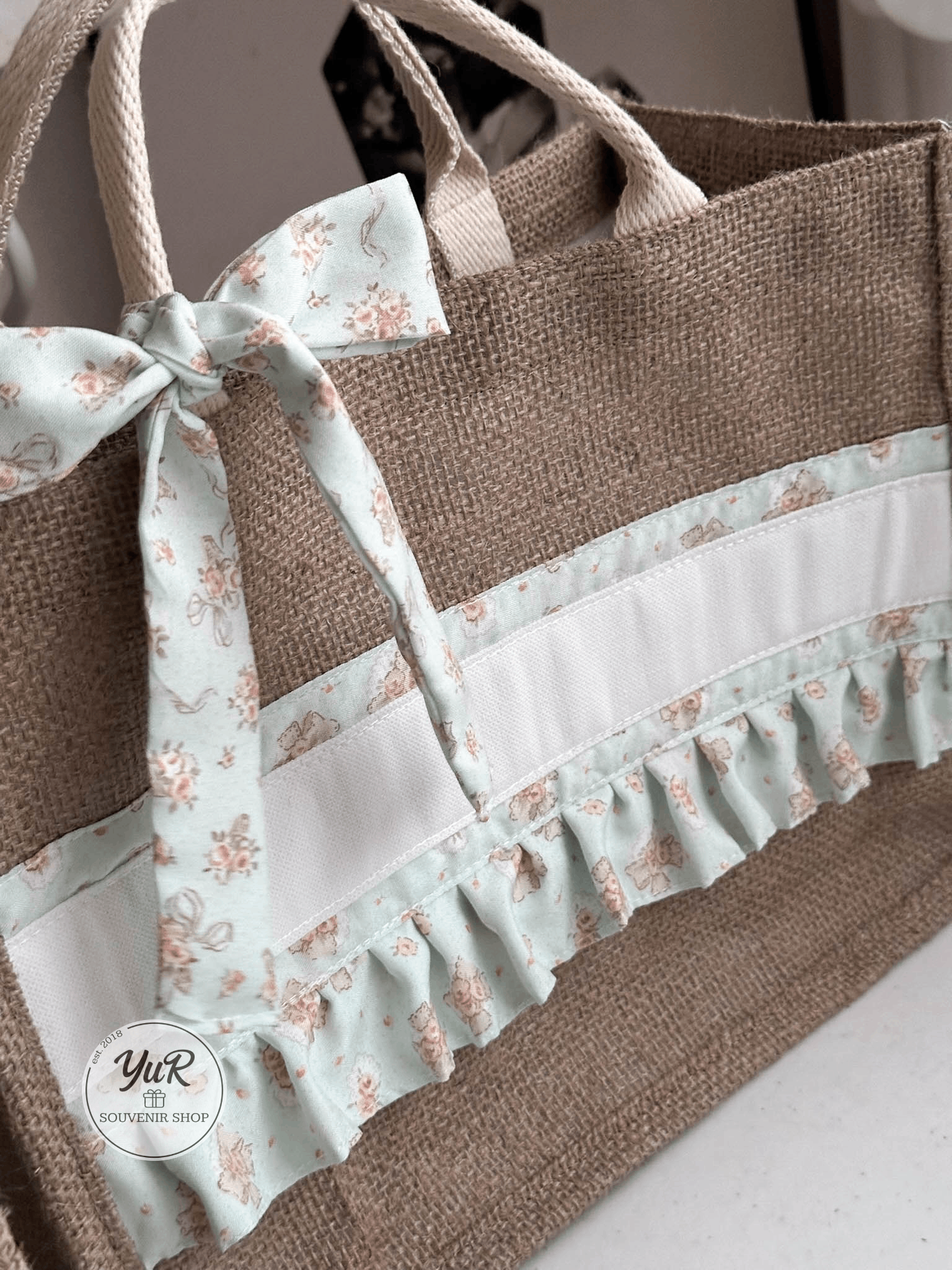 Burlap Bag w/ ruffles