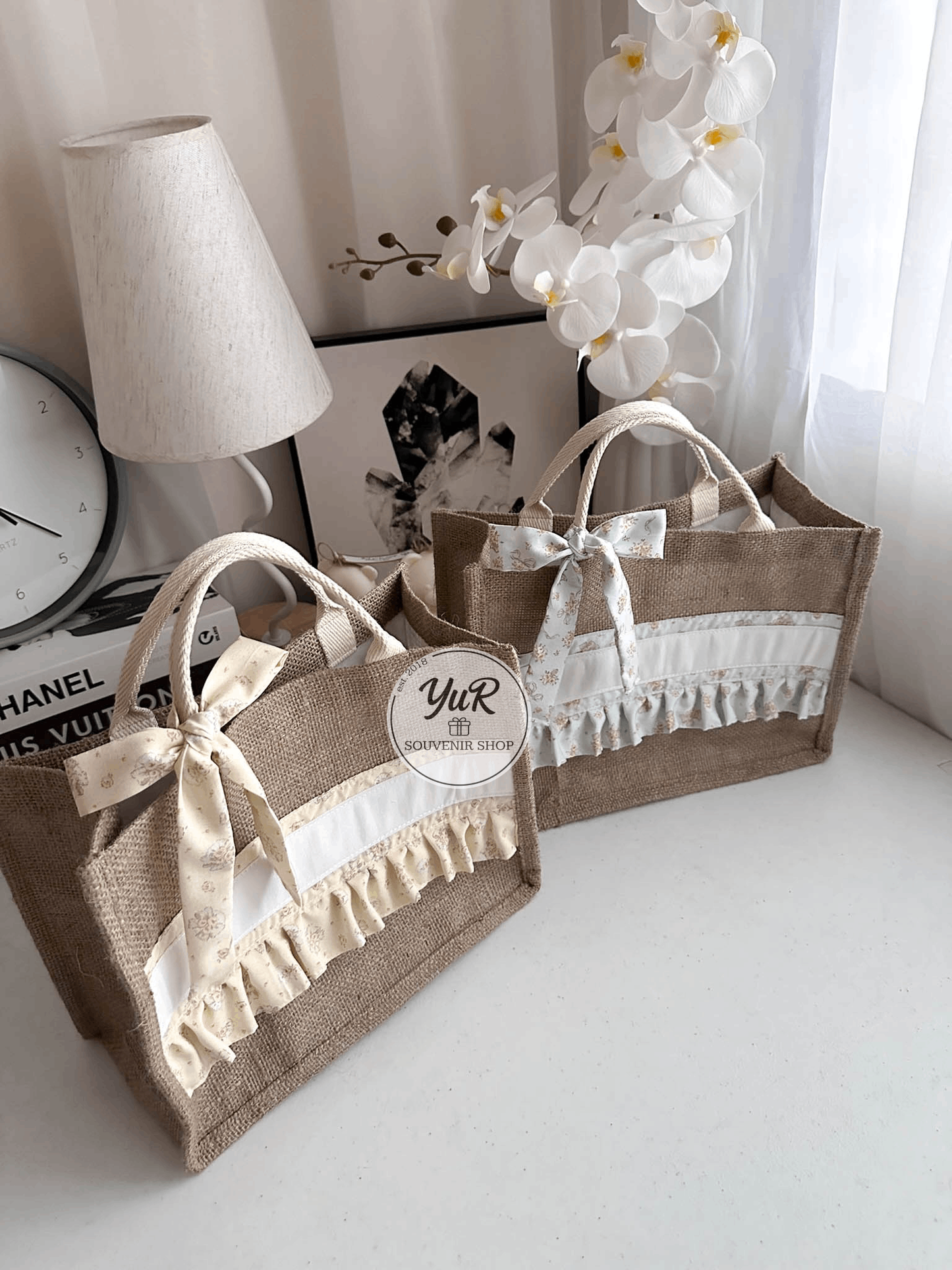 Burlap Bag w/ ruffles