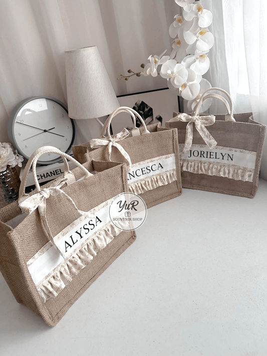 Burlap Bag with ruffles