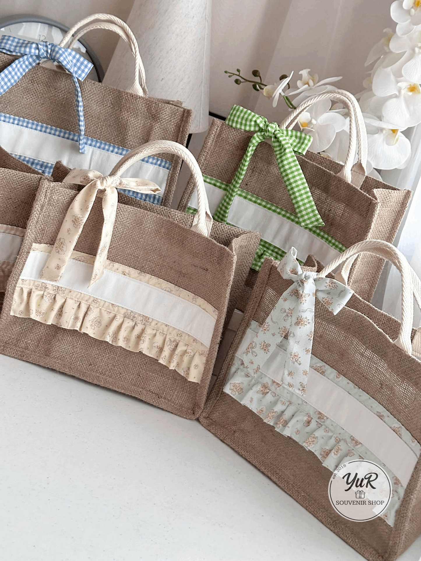 Burlap Bag w/ ruffles