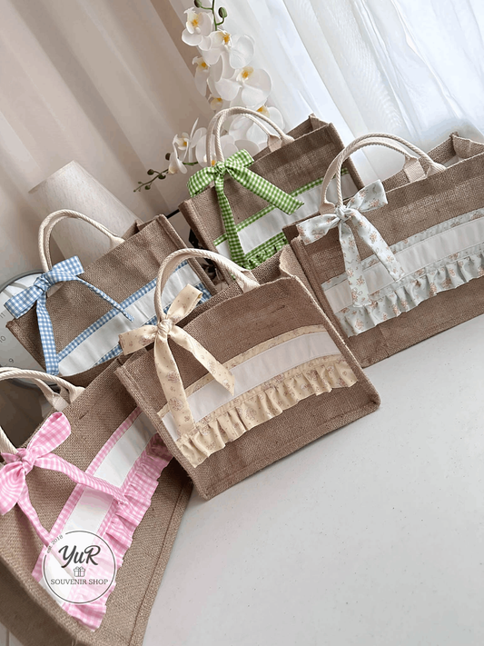 Burlap Bag w/ ruffles