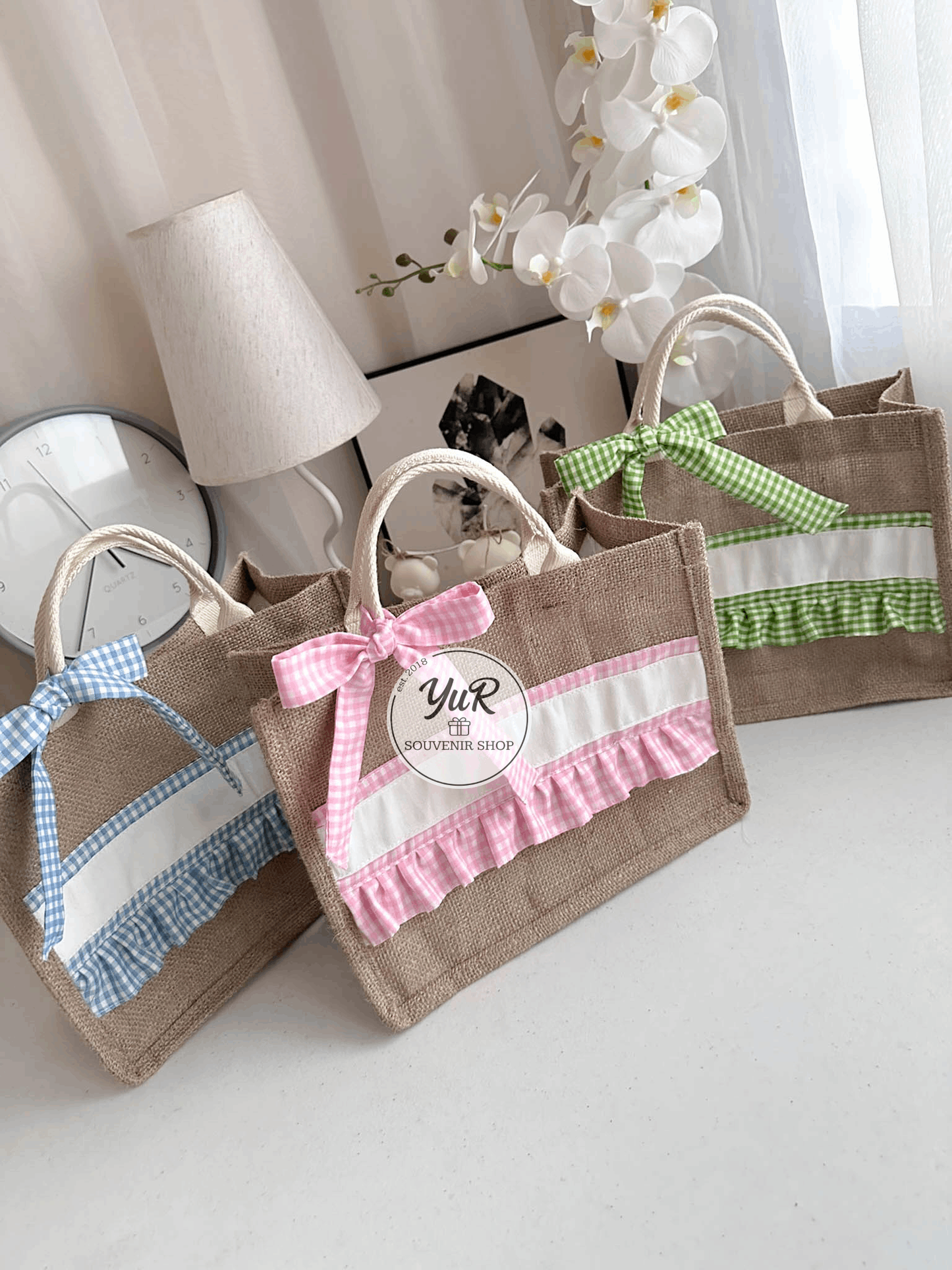 Burlap Bag w/ ruffles