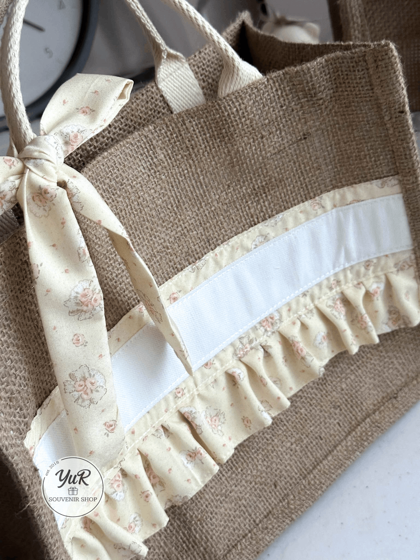 Burlap Bag w/ ruffles