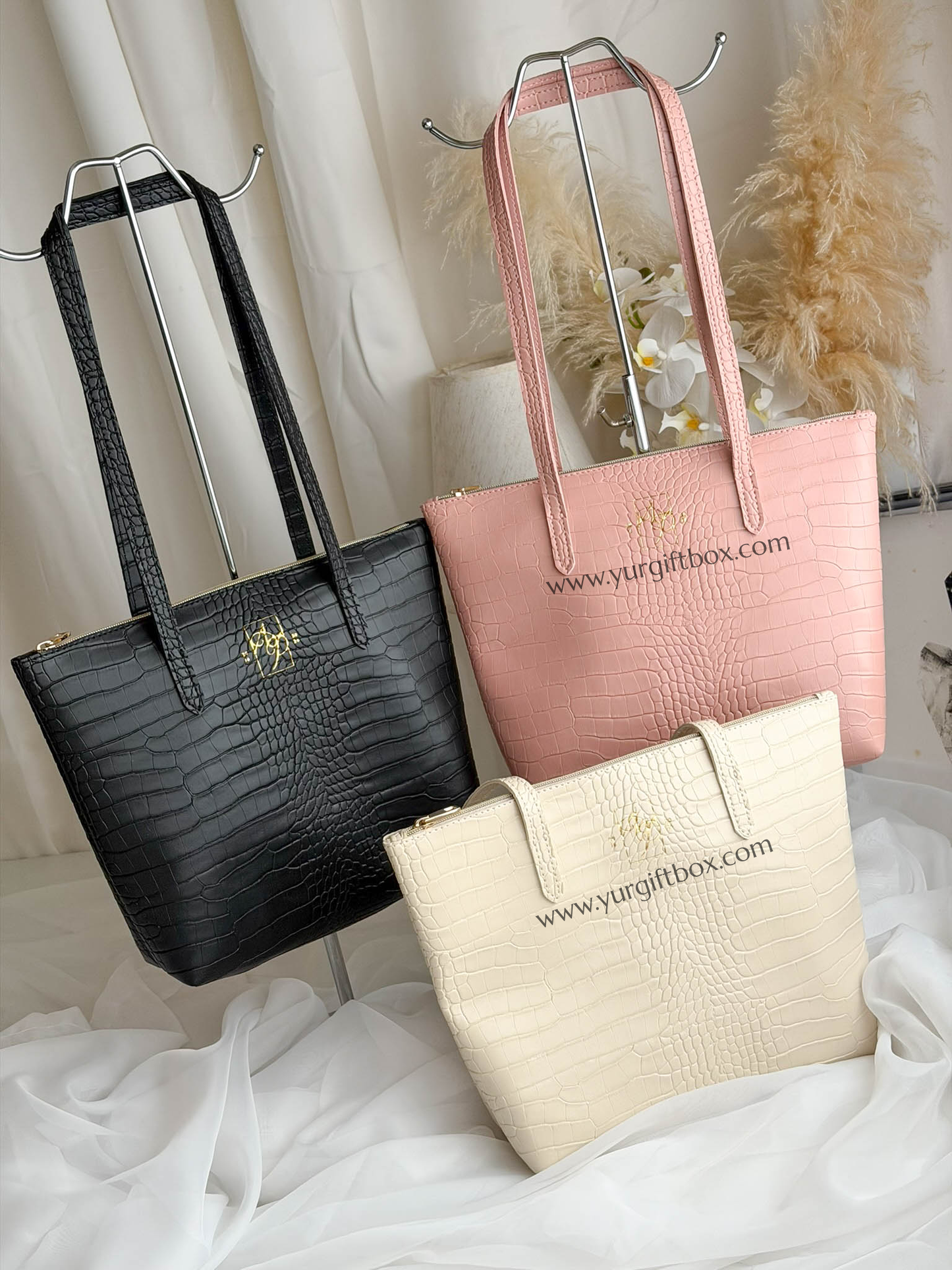 Leather Tote Bag (Croco)