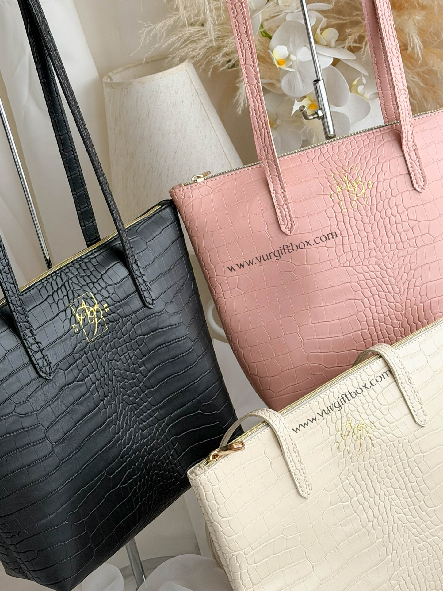 Leather Tote Bag (Croco)