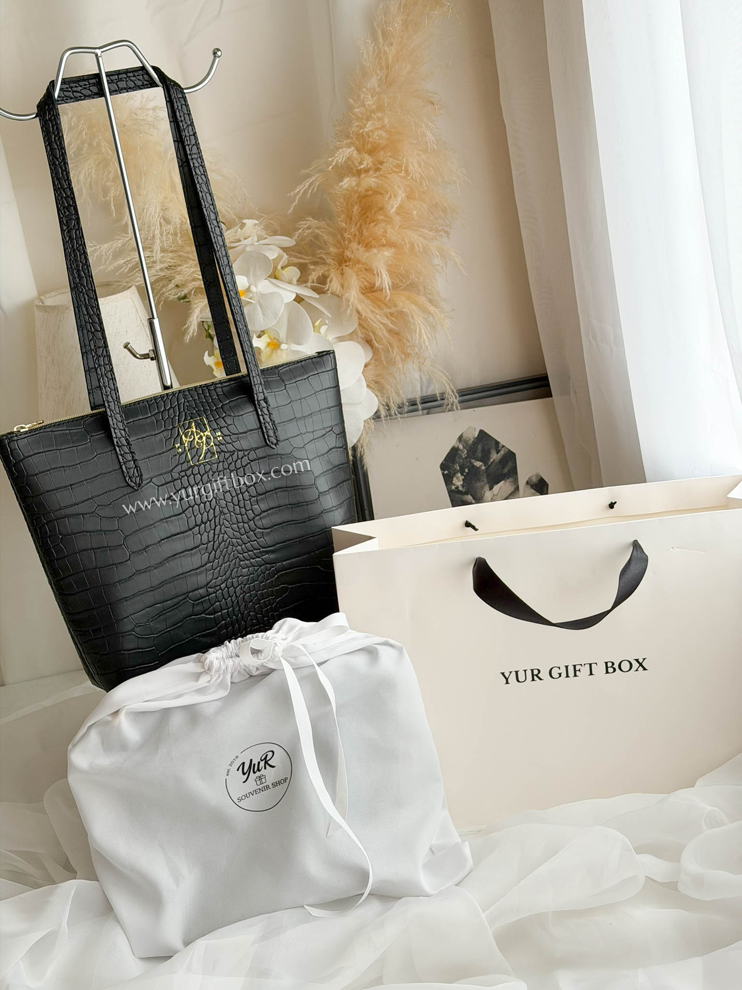 Leather Tote Bag (Croco)